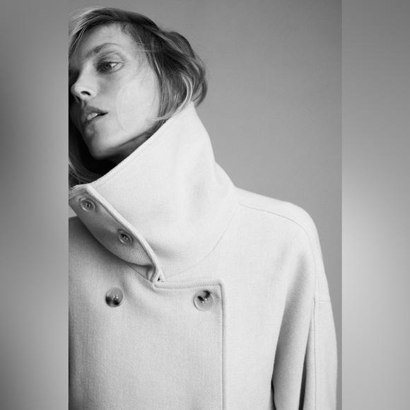 Zara Beige Wool Blend Oversized Coat - Picture 5 of 16